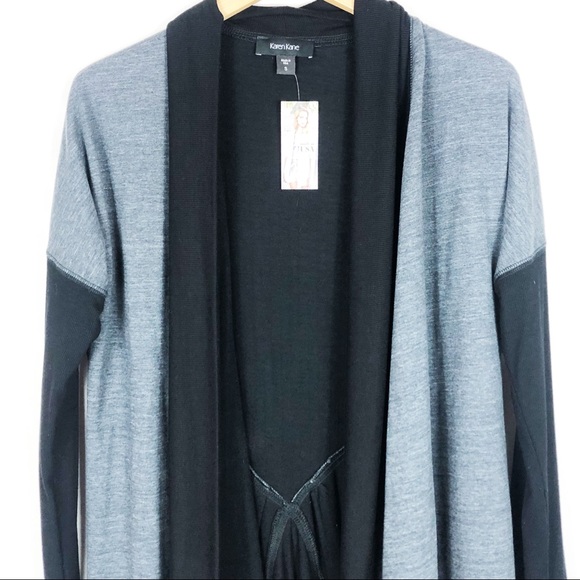 NWT Karen Kane Double Knit Open Face Cardigan | Black Gray | Size Small - Picture 2 of 12